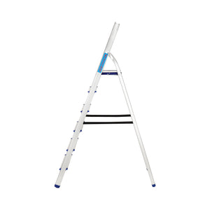 Geepas Toolz GT59485 Aluminium Household 6 Steps Ladder  | Heavy-Duty Folding Home Step Ladder with Wide Anti-Slip Steps | Stable Frame and 150kg Load Capacity