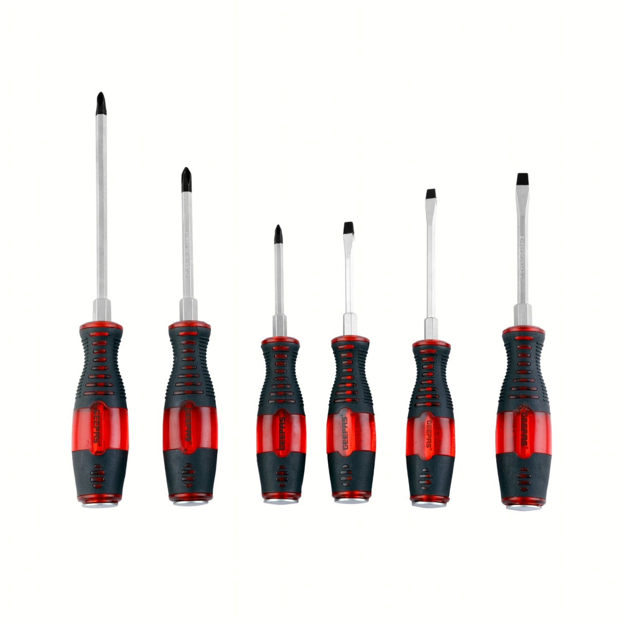 6pcs Screwdriver Set with Case - 6 Screwdrivers, 3 Slotted & 3 Phillips with Ergonomic Handles and High Grip Textured Panels for Comfortable Usage