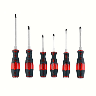 6pcs Screwdriver Set with Case - 6 Screwdrivers, 3 Slotted & 3 Phillips with Ergonomic Handles and High Grip Textured Panels for Comfortable Usage
