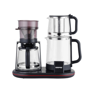 Geepas GTM38082 3-In-1 Digital Tea Maker | Smart Touch Control |  Borosilicate Glass Kettle |  Teapot & Coffee Pot |  Adjustable Temperature & Overheat Protection