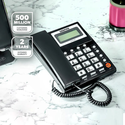 Geepas GTP7185 Executive Telephone with Caller ID | FSK/DTMF Dual System |  16-Digit LCD Display |  50 Incoming & 15 Outgoing Calls |  16 Ringtones |  Hands-Free|