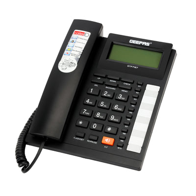Geepas GTP7187 Executive Telephone with Caller ID | 16 Digit LCD Display | Blue Backlight|  Hands-Free Function| 16 Ringtones| FSK/DTMF Desk Phone for Home & Office Use