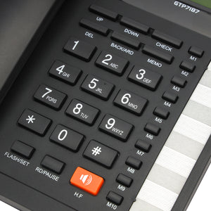 Geepas GTP7187 Executive Telephone with Caller ID | 16 Digit LCD Display | Blue Backlight|  Hands-Free Function| 16 Ringtones| FSK/DTMF Desk Phone for Home & Office Use