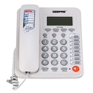 Geepas GTP7220 Executive Telephone with Caller ID | 16 Digit LCD Display | Blue Backlight| Hands-Free Function| 16 Ringtones| FSK/DTMF Desk Phone for Home & Office Use