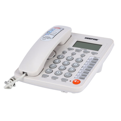 Geepas GTP7220 Executive Telephone with Caller ID | 16 Digit LCD Display | Blue Backlight| Hands-Free Function| 16 Ringtones| FSK/DTMF Desk Phone for Home & Office Use