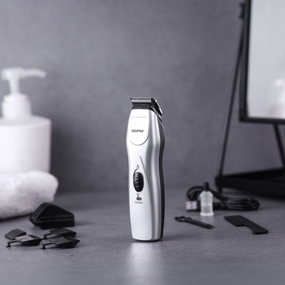 Geepas GTR34N Rechargeable Hair Trimmer | Chromium Steel Blade| 5 Position Comb| 60-Min Working Time | Ergonomic Grip | Jawline & Moustache Combs |  2-Year Warranty