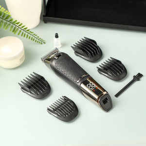 Geepas GTR56032 Digital Hair Clipper with LED Display | Titanium Coated Blades | USB Type-C Charging| Waterproof Ergonomic Body| 4 Hour Runtime| Easy Clean Design