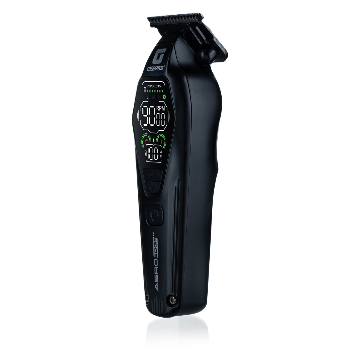 Geepas GTR56035UK Professional Digital Hair Trimmer |  DLC Stainless Steel Blade |  1400mAh Rechargeable Battery & 3 Speed Settings  | Corded & Cordless Operation