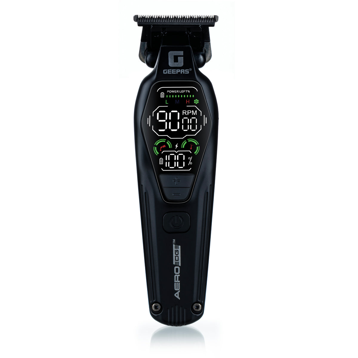 Geepas GTR56035UK Professional Digital Hair Trimmer |  DLC Stainless Steel Blade |  1400mAh Rechargeable Battery & 3 Speed Settings  | Corded & Cordless Operation