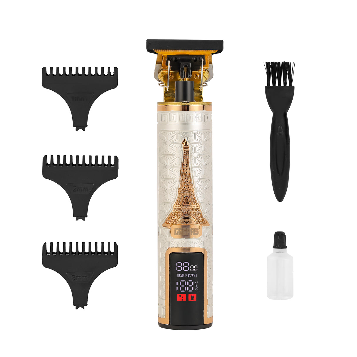 Geepas Professional Digital Hair Clipper GTR56039 | High Performance T-Blade, LCD Display, Li-ion Battery, Type-C Fast Charging | Safe on Scalp, 2 Year Warranty