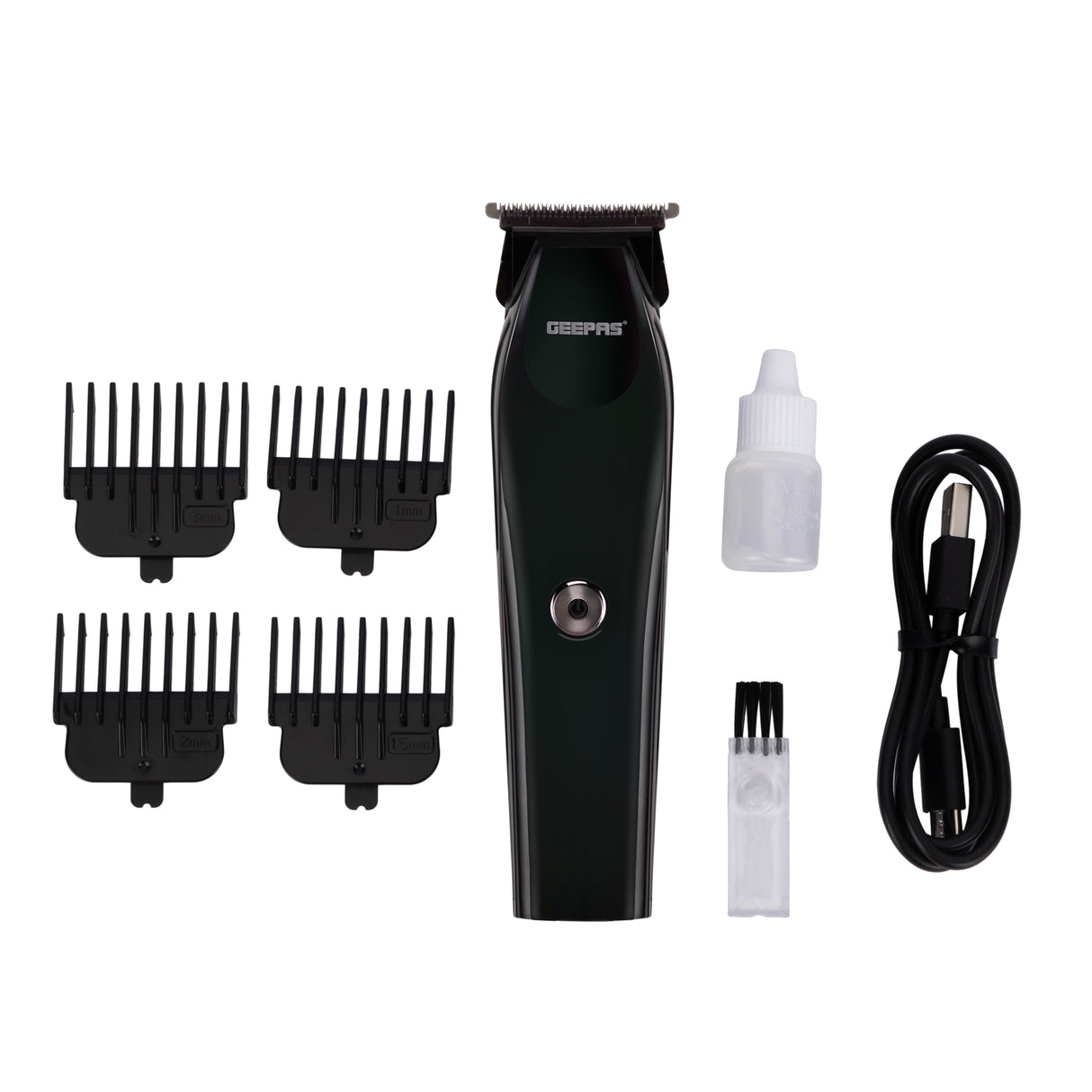 Geepas GTR56047 Digital Rechargeable Trimmer | LED Display | Type-C Charging | titanium-coated stainless steel blades | LED digital display | 4 guide comb attachments