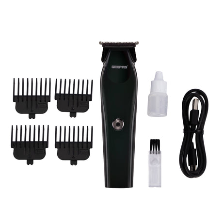 Geepas GTR56047 Digital Rechargeable Trimmer | LED Display | Type-C Charging | titanium-coated stainless steel blades | LED digital display | 4 guide comb attachments