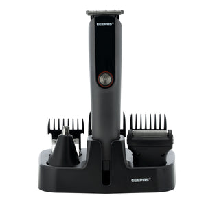 Geepas  11-in-1 Digital Rechargeable Grooming Kit GTR56048 | Stainless Steel Blades | Precision Trimming Attachments | 120-Min Cordless Runtime | 2 Years Warranty