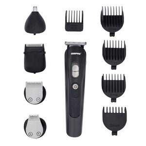Geepas 11-in-1 Rechargeable Grooming Set- GTR8612N|  5 Interchangeable Heads and 4 Comb Attachments| LED Display with Battery Capacity Indicator| Works 60 Minutes