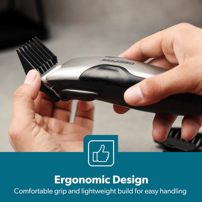 Geepas GTR8654 AC Hair Clipper | Ceramic Blade| Adjustable Cutting Length| Powerful Motor| Low Noise Design| Durable Build| Professional Performance for Salon & Home Use