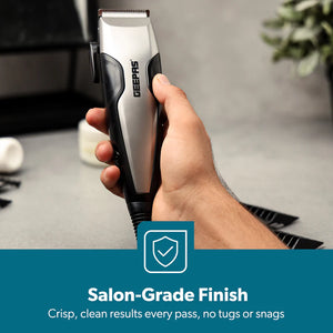 Geepas GTR8654 AC Hair Clipper | Ceramic Blade| Adjustable Cutting Length| Powerful Motor| Low Noise Design| Durable Build| Professional Performance for Salon & Home Use