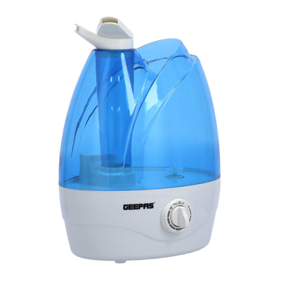 Geepas GUH2484 Ultrasonic Humidifier | 2.6L Transparent Water Tank, Double Nozzles| 9 Hours Continuous Mist| Adjustable Steam Control & Quiet Operation | 2 Years Warranty