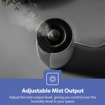 Geepas Ultrasonic Humidifier- GUH63072UK/ 2.6 L Water Tank, Touch Panel Control/ Cool Mist Operation, 360° Rotatable Nozzle/ Multiple Functions/ 2 Years Warranty, White