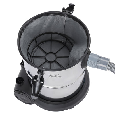 Geepas GVC19011 Wet & Dry Vacuum Cleaner | 2300W | 25L Stainless Steel Drum | Powerful Suction | Durable Body | Perfect for Multi-Surface Home and Commercial Cleaning