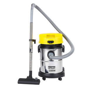 Geepas GVC19011 Wet & Dry Vacuum Cleaner | 2300W | 25L Stainless Steel Drum | Powerful Suction | Durable Body | Perfect for Multi-Surface Home and Commercial Cleaning