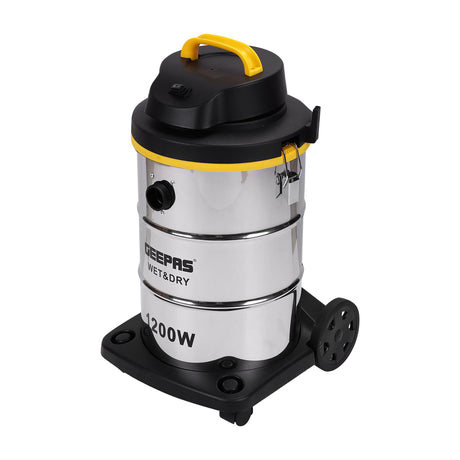 Geepas GVC19012 Wet & Dry Vacuum Cleaner 23L | 1200W Stainless Steel Drum, Powerful Copper Motor & Blow Function | Adjustable Suction Control | Easy Parking Nozzle
