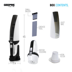 Geepas GVC19015UK Wet & Dry Handheld Vacuum Cleaner | 11.1V 2000mAh Lithium Battery| 3.5KPA Suction Power | Double Layer Cloth Filter | Low Noise | 2 Years Warranty