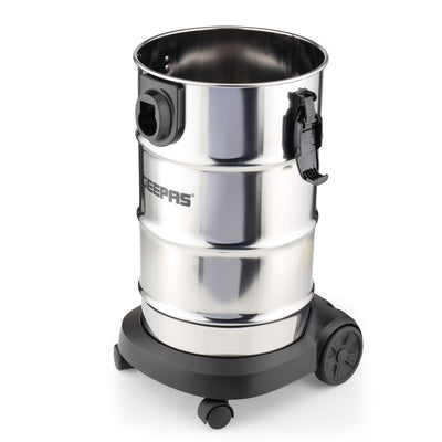 Geepas GVC19020 30L Wet & Dry Vacuum Cleaner | 2200W | 3-in-1 Wet, Dry & Blow Function | Metal Telescopic Tube | Powerful Air Blowing | Durable Stainless-Steel Body