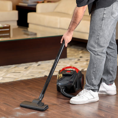 Geepas 1400W Cyclonic Vacuum Cleaner GVC19024 | 1.5L Dust Bag | Low Noise | Auto Cord Rewind | Flexible Hose | Floor Brush | Anti-Rust Body | 2Y Warranty