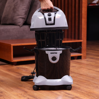 Geepas 2800 W Wet and Dry Vacuum Cleaner- GVC19026N/ 18 L Dust Bag Capacity with Elegant Body, Impact Resistant Cover/ Powerful Suction and Blower Function