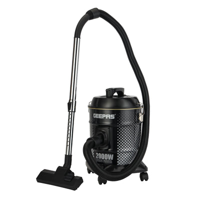 Geepas GVC19045 Drum Vacuum Cleaner | 2000W | 18L Dustbag Capacity | Dry & Blow Function | Anti-Rust Metal Body | Powerful Suction for Deep Home Cleaning Performance
