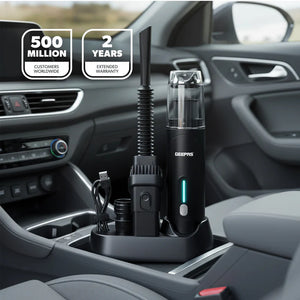 Geepas GVC19061UK Handheld Car Vacuum Cleaner |  HEPA Filter |  4-in-1 Cleaning Modes |  Wireless Portable Design | Optimised Runtime & Multifunction Attachments