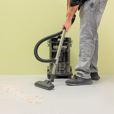 Geepas 2300 W Drum Vacuum Cleaner- GVC2592/ 25 L Dust Bag Capacity with Elegant Body, Iron Tank/ Powerful Suction, Dry and Blow Function, Full Indicator