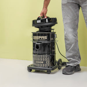 Geepas 2300 W Drum Vacuum Cleaner- GVC2592/ 25 L Dust Bag Capacity with Elegant Body, Iron Tank/ Powerful Suction, Dry and Blow Function, Full Indicator