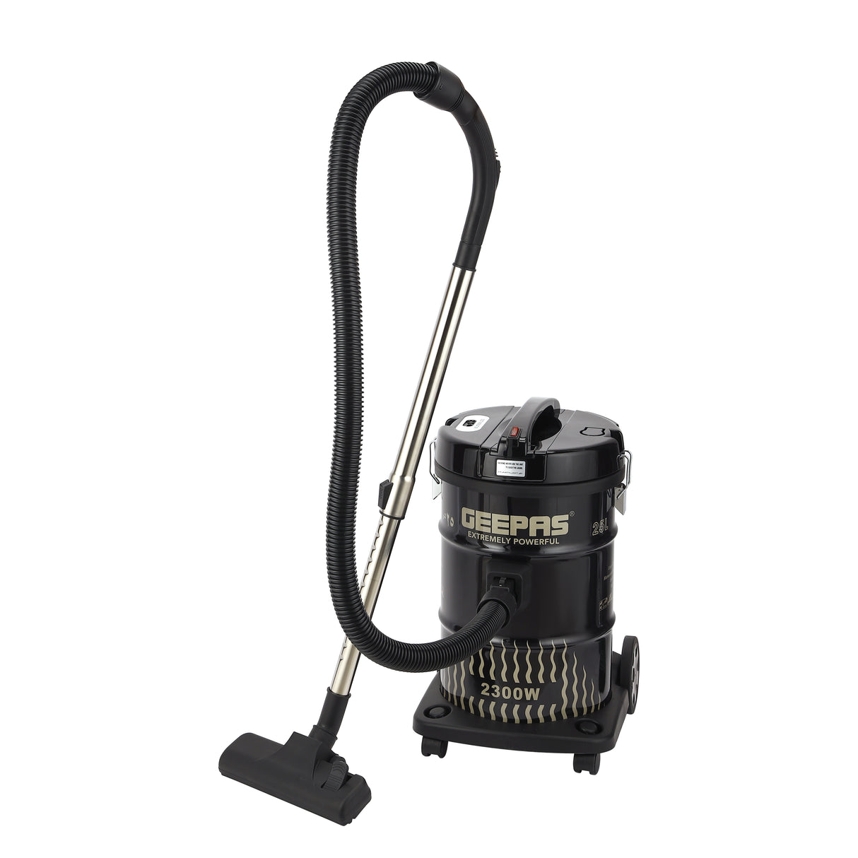 Geepas 2300 W Drum Vacuum Cleaner- GVC2592/ 25 L Dust Bag Capacity with Elegant Body, Iron Tank/ Powerful Suction, Dry and Blow Function, Full Indicator