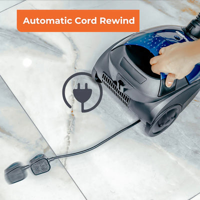 Geepas GVC2595 Vacuum Cleaner | 1400W Powerful Motor| >18kPa Suction| 1.5L Dust Bag| Low Noise| Auto Cord Rewind | Dust Full Indicator| 3.2m Cable |  2-Year Warranty