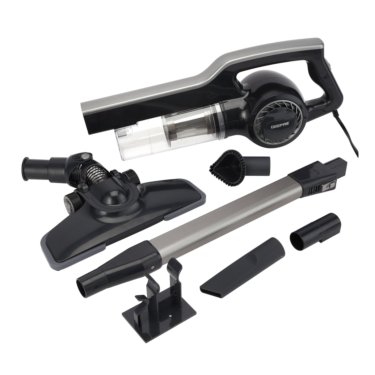 Geepas GVC2596N Stick & Handheld Vacuum Cleaner | 600W with HEPA Filter | 0.9L Dust Capacity | Lightweight & Easy to Use Design | Powerful Suction for Home Cleaning