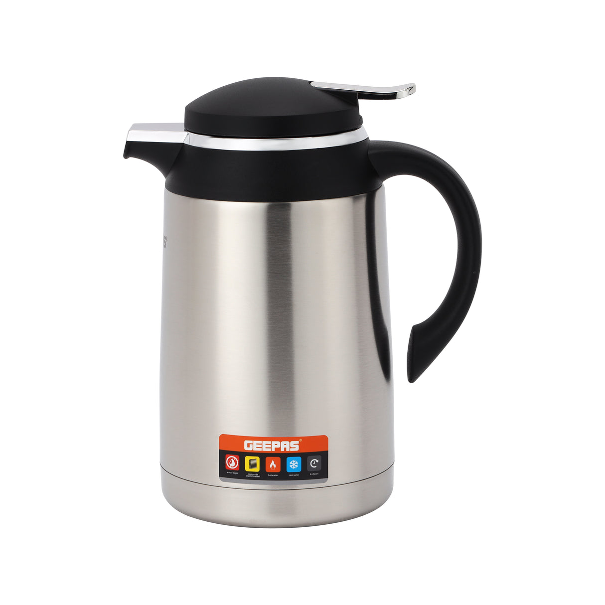 Geepas 1.3 L Stainless Steel Vacuum Flask- GVF27023|Keeps Beverages Hot & Cold for 24H |Easy to Carry, Comfortable Grip | Perfect for Home, Office, Camping|2Year Warranty