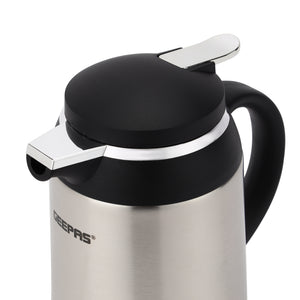 Geepas 1.3 L Stainless Steel Vacuum Flask- GVF27023|Keeps Beverages Hot & Cold for 24H |Easy to Carry, Comfortable Grip | Perfect for Home, Office, Camping|2Year Warranty