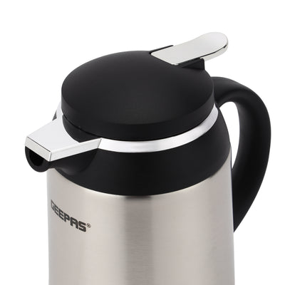 Geepas 1.3 L Stainless Steel Vacuum Flask- GVF27023|Keeps Beverages Hot & Cold for 24H |Easy to Carry, Comfortable Grip | Perfect for Home, Office, Camping|2Year Warranty