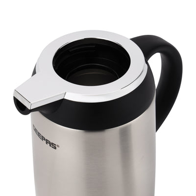 Geepas 1.3 L Stainless Steel Vacuum Flask- GVF27023|Keeps Beverages Hot & Cold for 24H |Easy to Carry, Comfortable Grip | Perfect for Home, Office, Camping|2Year Warranty