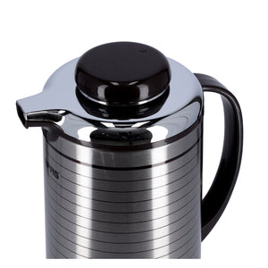 Geepas GVF5260 Vacuum Flask |  1.6 Litre Capacity| Mirror + Brown Finish | Plastic, Iron, Glass & Silica Gel Material | Hot & Cold Beverage Insulation | 2-Year Warranty