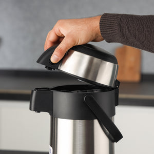 Geepas Stainless Steel Air Pot Flask, 3.5L Vacuum Flask, GVF5263 | Hot/Cold up to 24Hrs | Double-Walled Vacuum Flask for Coffee, Hot Water, Tea & More