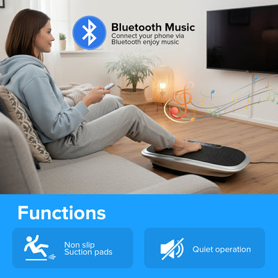 Geepas GVP86107 Vibration Plate Massager | Touchscreen Display | Bluetooth Music| Remote Control and 200W Powerful Motor for Full Body Home Fitness Training System