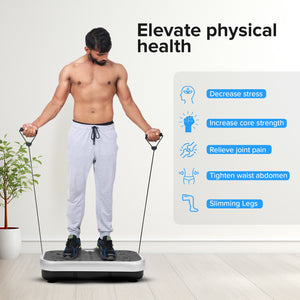 Geepas GVP86108 Vibration Plate Massager for Full Body Fitness Training | 5 Modes| Bluetooth Music | Touchscreen Display| Remote Control & Pull Ropes | For Home Workout