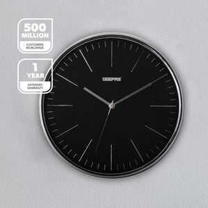 Geepas GWC26012 Wall Clock | Modern Design with 3D Silver Dial | Glass Cover| Electronic Plating Effect| Stylish & Durable Wall Clock for Home or Office| 2-Year Warranty