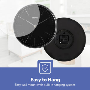 Geepas GWC26012 Wall Clock | Modern Design with 3D Silver Dial | Glass Cover| Electronic Plating Effect| Stylish & Durable Wall Clock for Home or Office| 2-Year Warranty