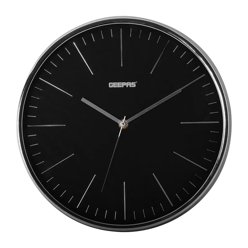 Geepas GWC26012 Wall Clock | Modern Design with 3D Silver Dial | Glass Cover| Electronic Plating Effect| Stylish & Durable Wall Clock for Home or Office| 2-Year Warranty