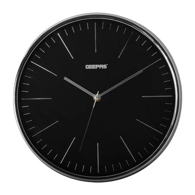 Geepas GWC26012 Wall Clock | Modern Design with 3D Silver Dial | Glass Cover| Electronic Plating Effect| Stylish & Durable Wall Clock for Home or Office| 2-Year Warranty
