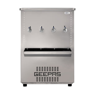 Geepas 100 L Stainless Steel Water Cooler- GWCL8842| 4 taps and 65 Gallon Capacity| Temperature Range 7-Degrees Celsius| Air Cooling Condenser Cooling Type|