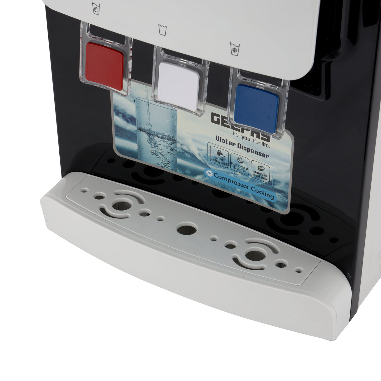 Geepas GWD17022 Water Dispenser | Hot, Normal & Cold Desktop Water Dispenser with Child Safety Lock | Stainless Steel Tank & Compressor Cooling | 2 Year Warranty